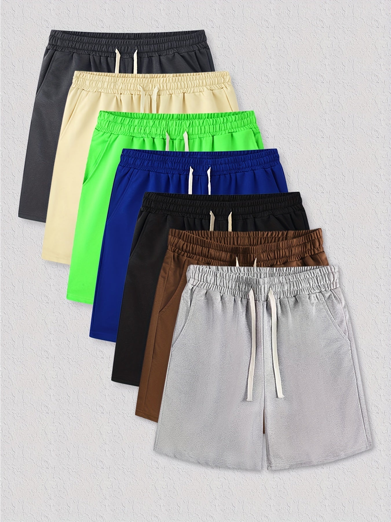 Men's Comfy Beach Shorts Solid Elastic Waist Drawstring Active Shorts