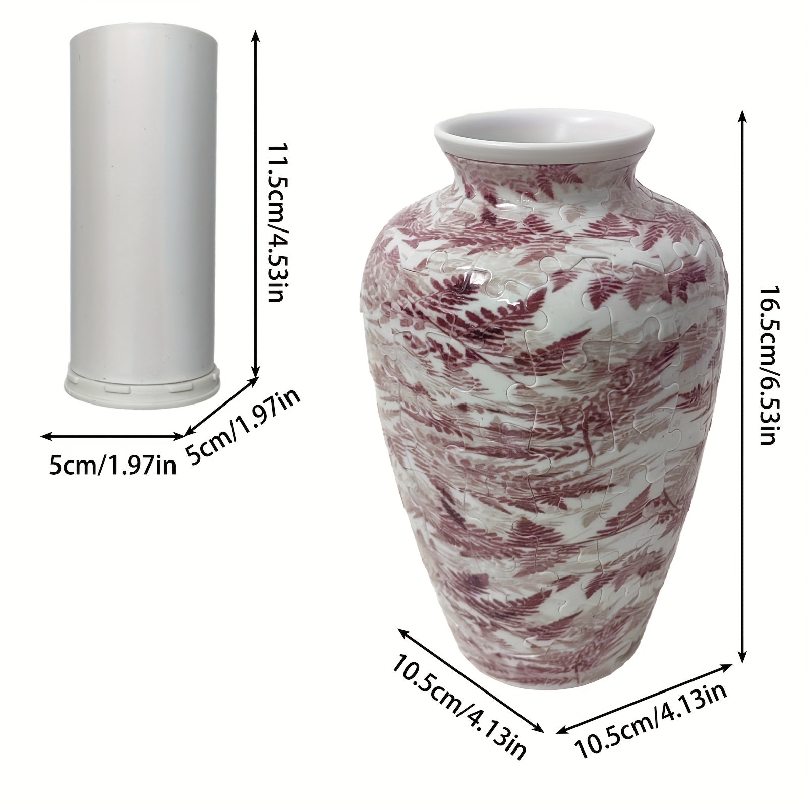 3D Puzzle Vase Feather Pattern 120 Pieces Floral Decor