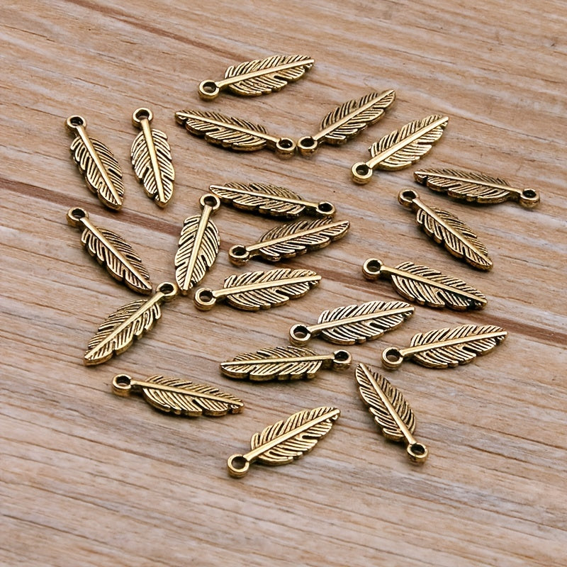 30pcs Feather Charm Pendant for DIY Key Chain Sweater Bracelet Necklace