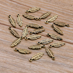 30pcs Feather Charm Pendant for DIY Key Chain Sweater Bracelet Necklace