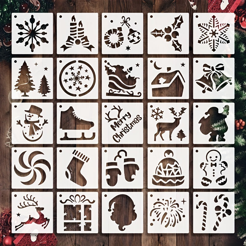25pcs Christmas Stencils DIY Art Crafts Drawing Template for Painting