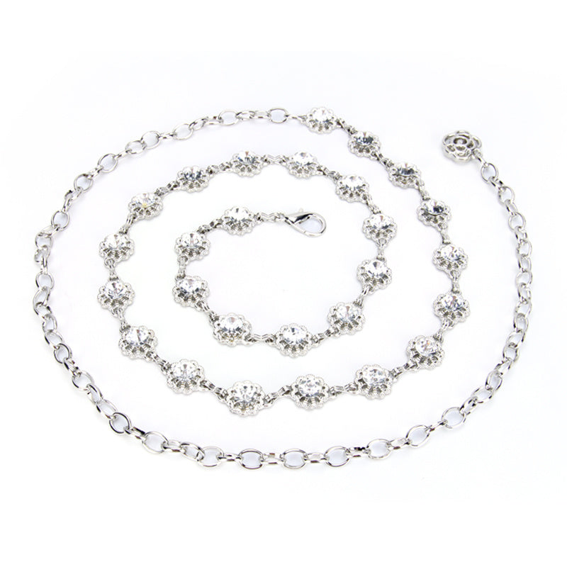 Women's Rhinestone Body Chain Belt Dress Skirt Accessory