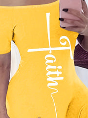 Sexy Plus Cross Letter Print Off Shoulder Dress