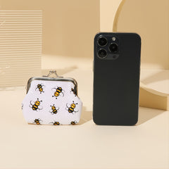 Bee Pattern Coin Purse, Kiss Lock Mini Wallet