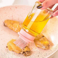 High Temp Silicone Brush w/ Bottle for Kitchen BBQ Pancakes