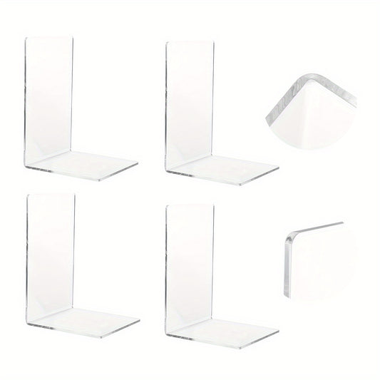 Acrylic Bookends for Shelves Heavy Duty Book Ends and Desktop Organizer