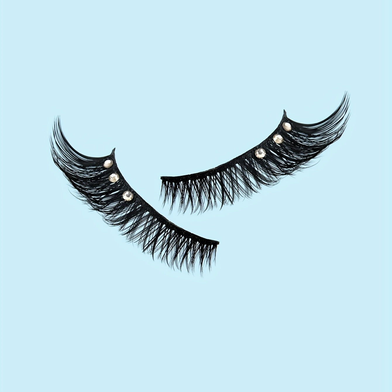 Bejeweled Full Strip False Eyelashes Natural Volume Curly Makeup Lash Extension