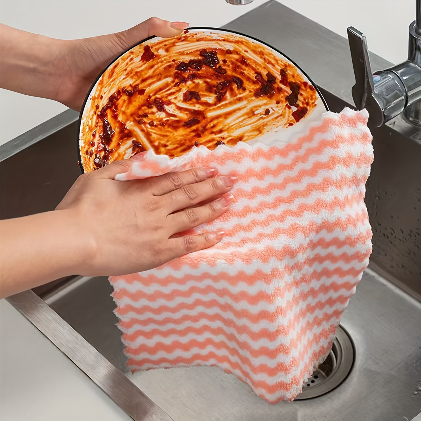 10pcs Damaskeen Wash Cloths Coral Fleece Microfiber Dish Towels