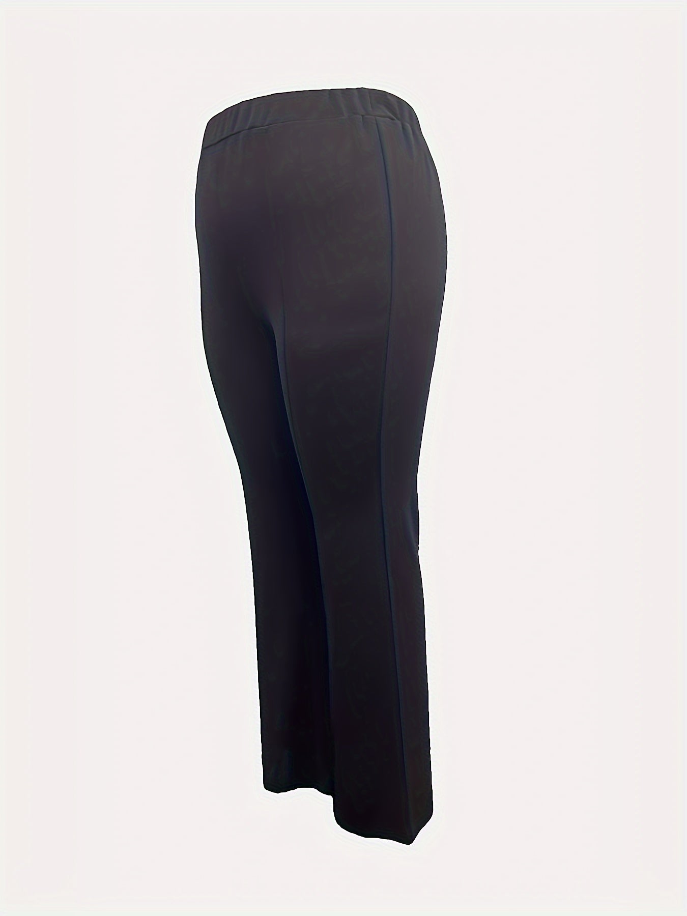  Solid High Rise Flared Leg Stretch Trousers