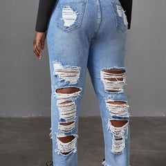  Distressed Straight Leg Jeans Y2K Style