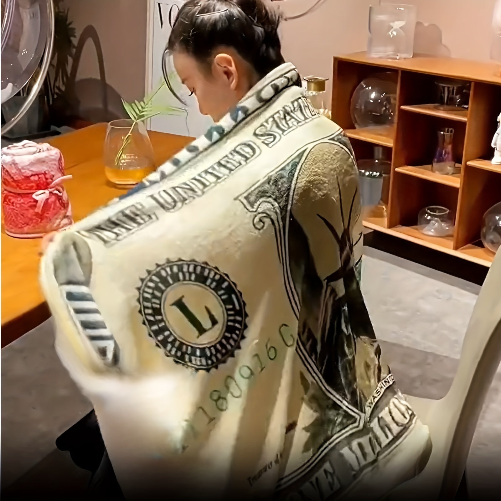 1pc $1M Pattern Plush Blanket Air conditioning Soft Warm Blanket