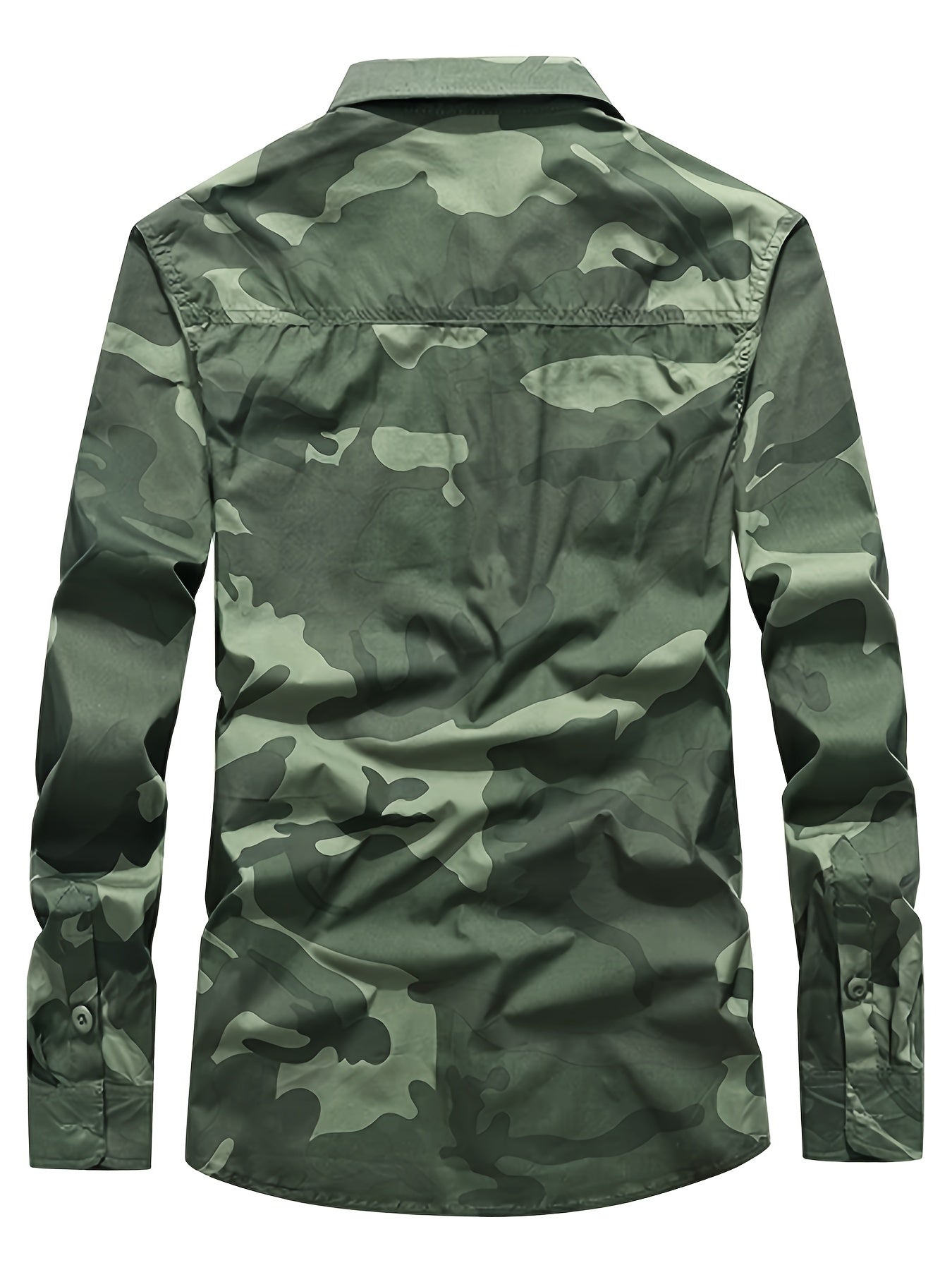 Men's Camo Pattern Button Up Long Sleeve Shirt