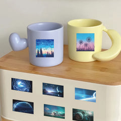 Moon in Starry Sky Clouds Sea Waterproof Vinyl Stickers