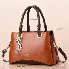 Pearl Bow Pendent Decor Shoulder Bag Large Capacity Handbag