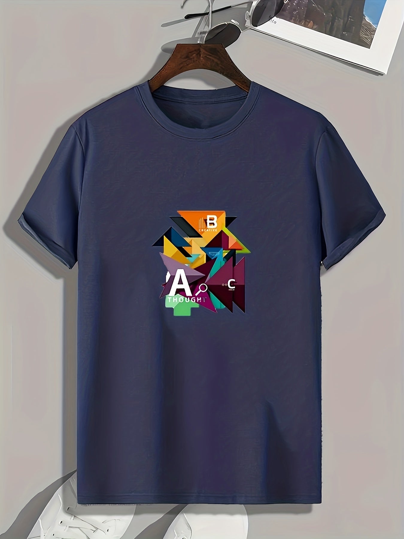 Men's Geometric Pattern Print Slim Fit T-shirt for Spring Summer
