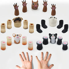 Silicone Animal Finger Puppet Set Squirrel Panda Cat Shiba Inu Pug