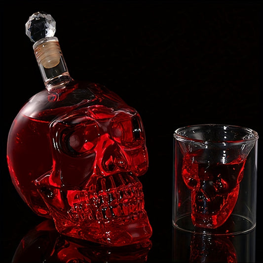 Crystal Skull Head Vodka Whiskey Drinking Bottle 19oz Home Bar Decanter