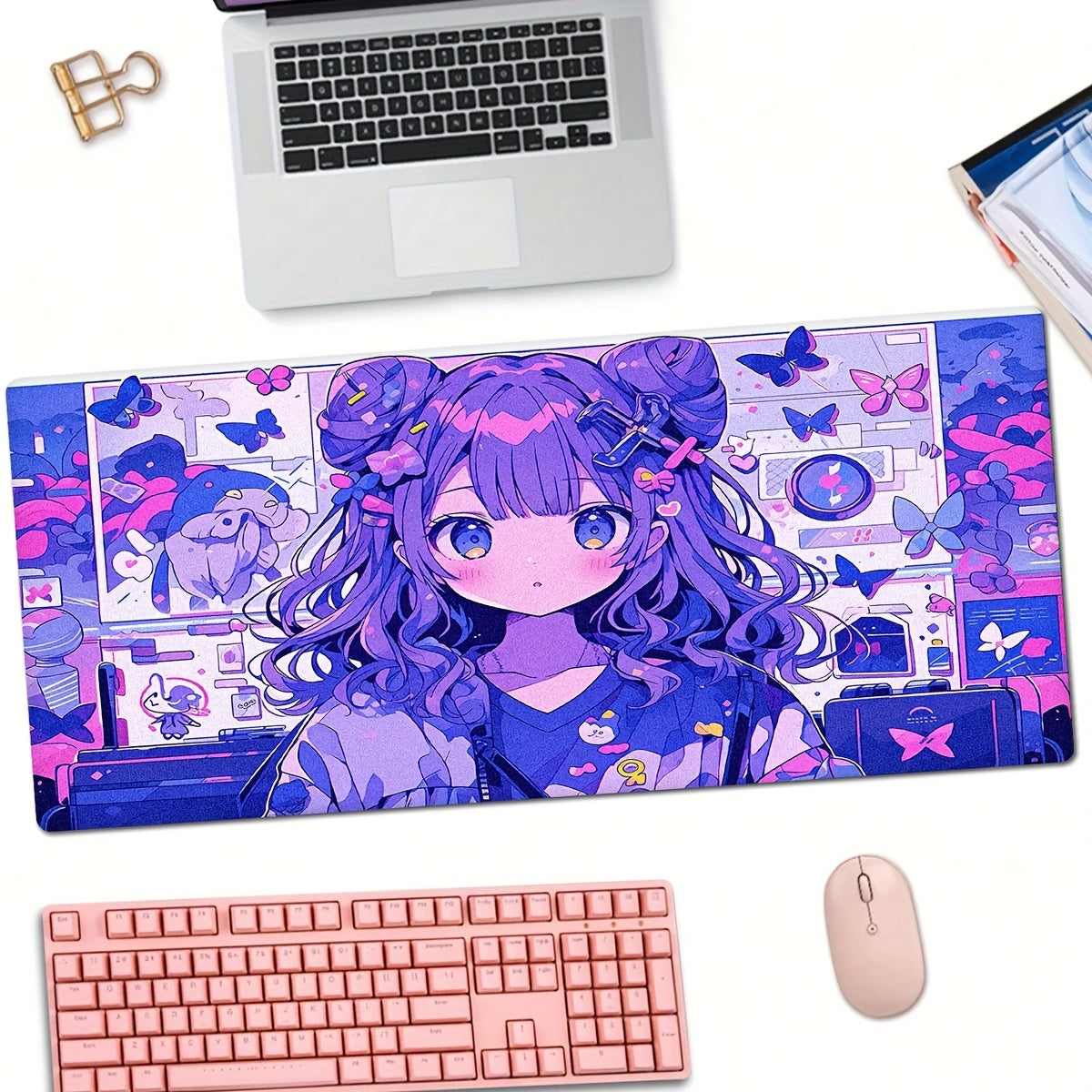 Refreshing Style Rectangular Mouse Pad Animation Purple Girl
