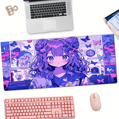 Refreshing Style Rectangular Mouse Pad Animation Purple Girl