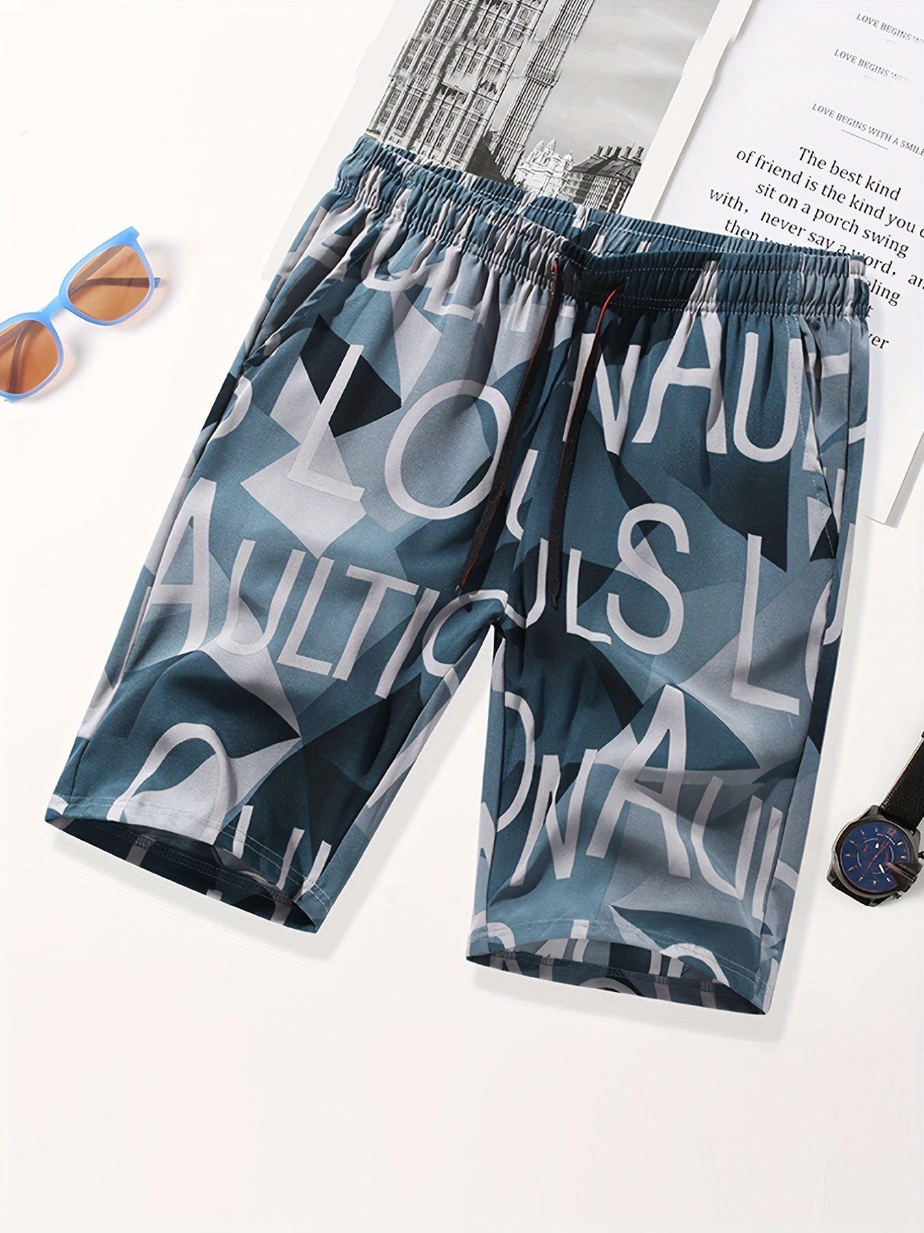 Men's Comics Beach Shorts Active Slightly Stretch Drawstring Shorts