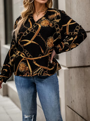  Casual Blouse Women's Plus Chain Print Top