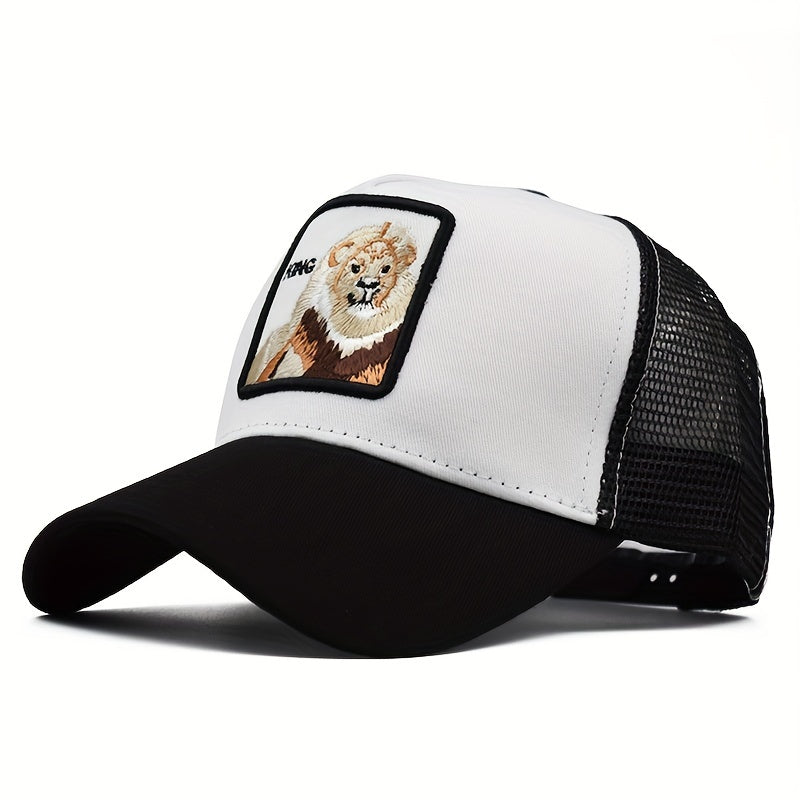 Lion Embroidery Patch Baseball Cap Mesh Trucker Hat Adjustable Sport