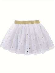 Star Sequin Tutu Skirt Toddler Girls Solid Mesh Skirt Kids Clothes