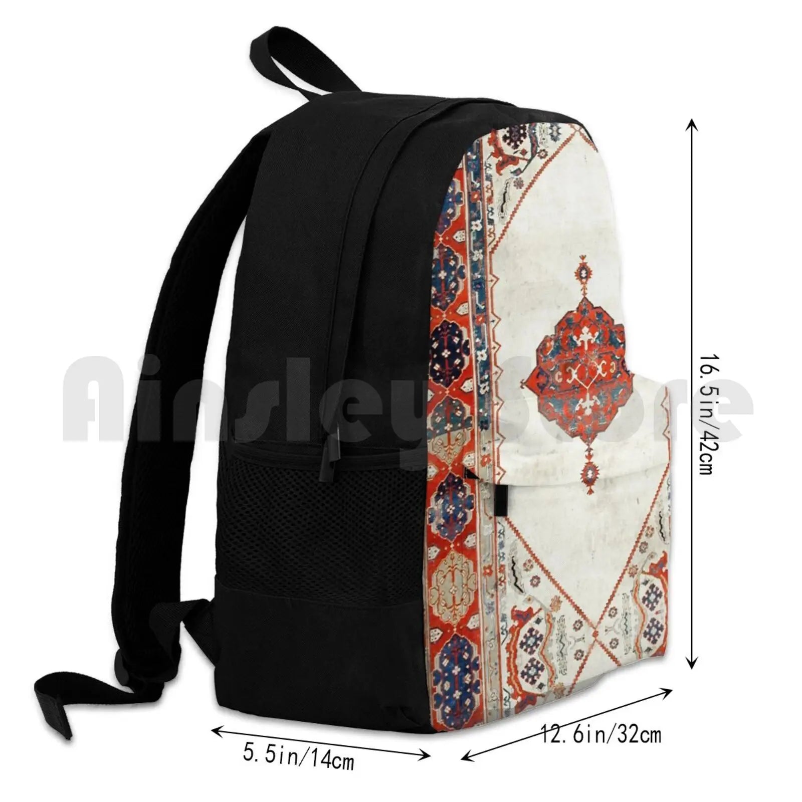 18th Century Antique Carpet Print Outdoor Hiking Backpack