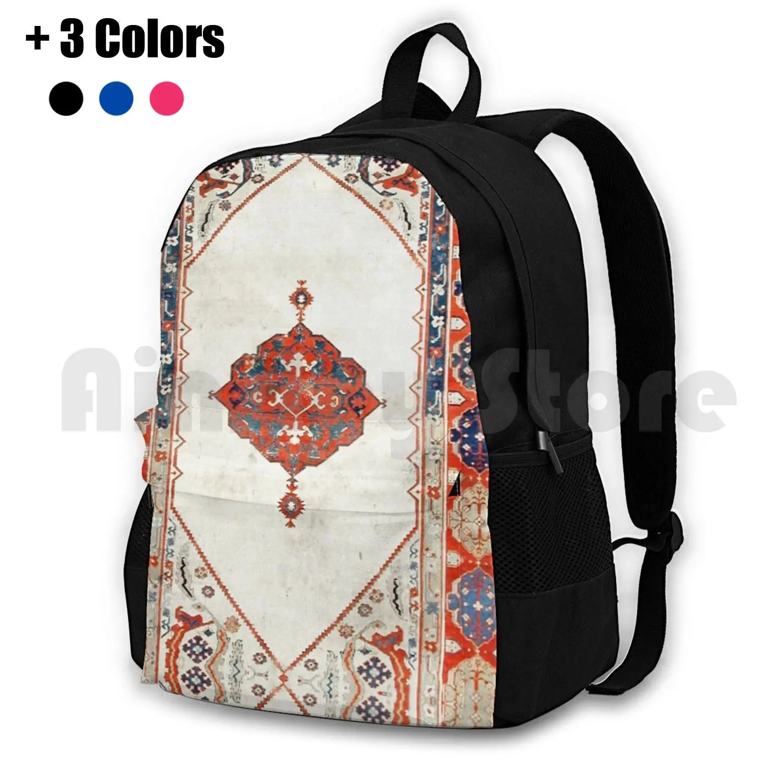 18th Century Antique Carpet Print Outdoor Hiking Backpack