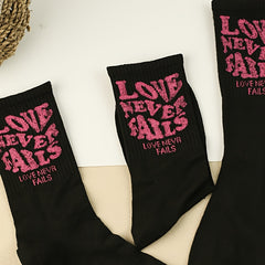 1 2 3 Pairs Letter Print Socks Women's Mid Tube Stockings