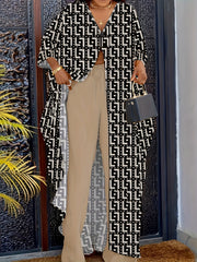 Plus Bat Sleeve V-Neck Top & Floral Pants Set