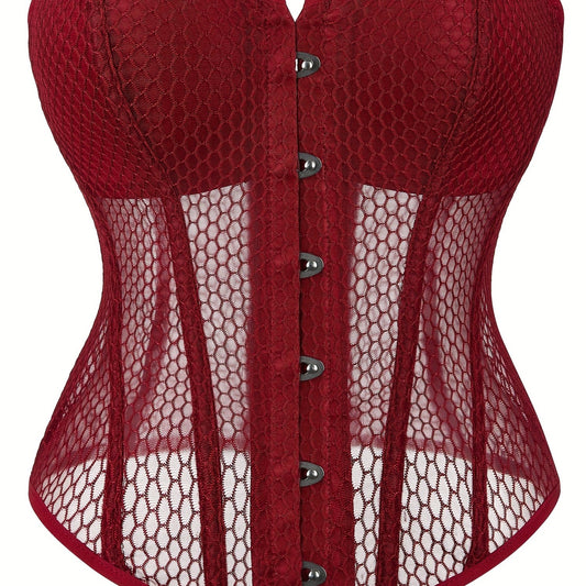 Mesh Corset Bustier Lace Up Body Shaper Lingerie