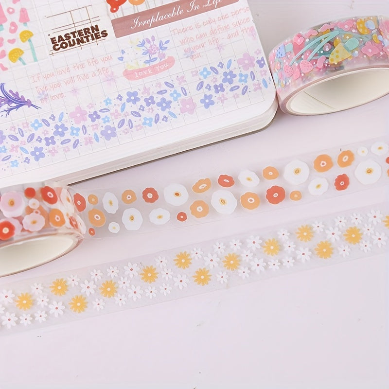 Flower Language Series PET Stickers Tape for Diaries & Notebooks