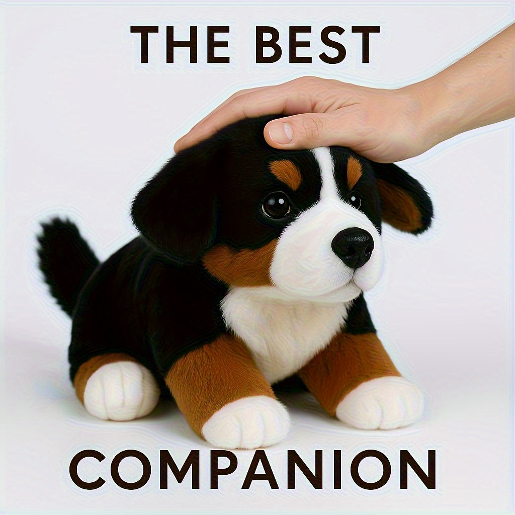 Soft Bernese Mountain Dog Plush Toy - Realistic Fluffy Puppy Stuffed Animal