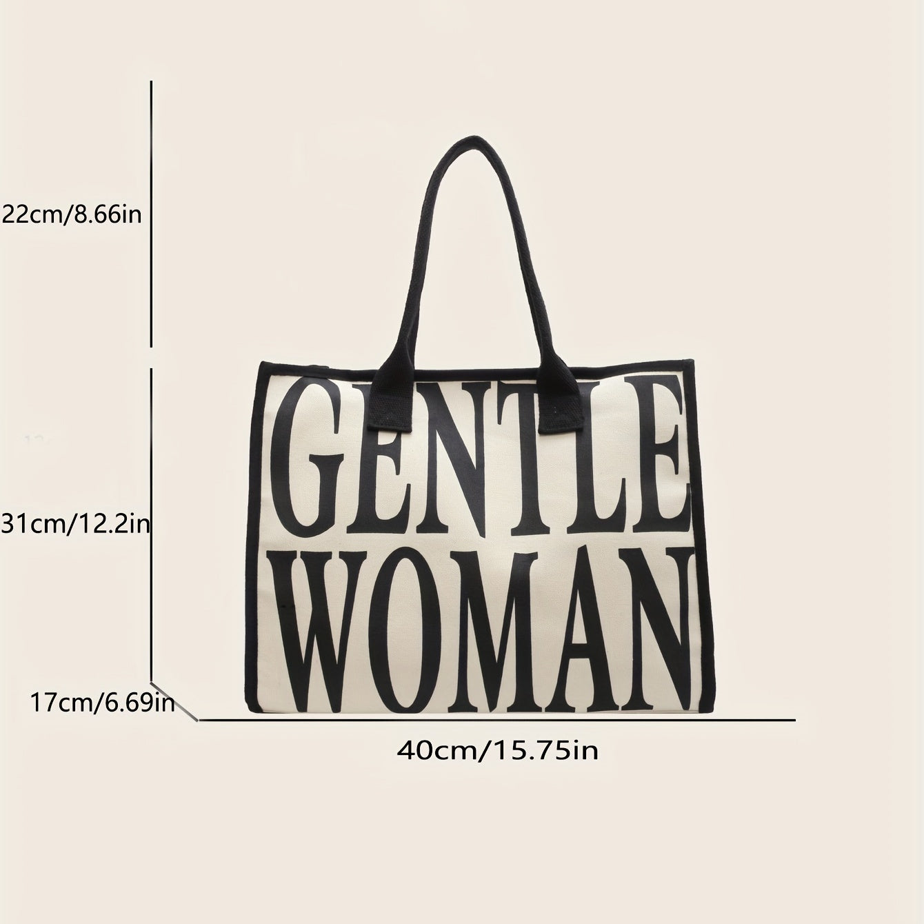 Stylish Letter Print Tote Bag Large Capacity Shoulder Bag For Work