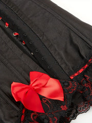 Lace Trim Strapless Corset Bustier Tummy Control Lace Up Slimmer Bow Body Shaper