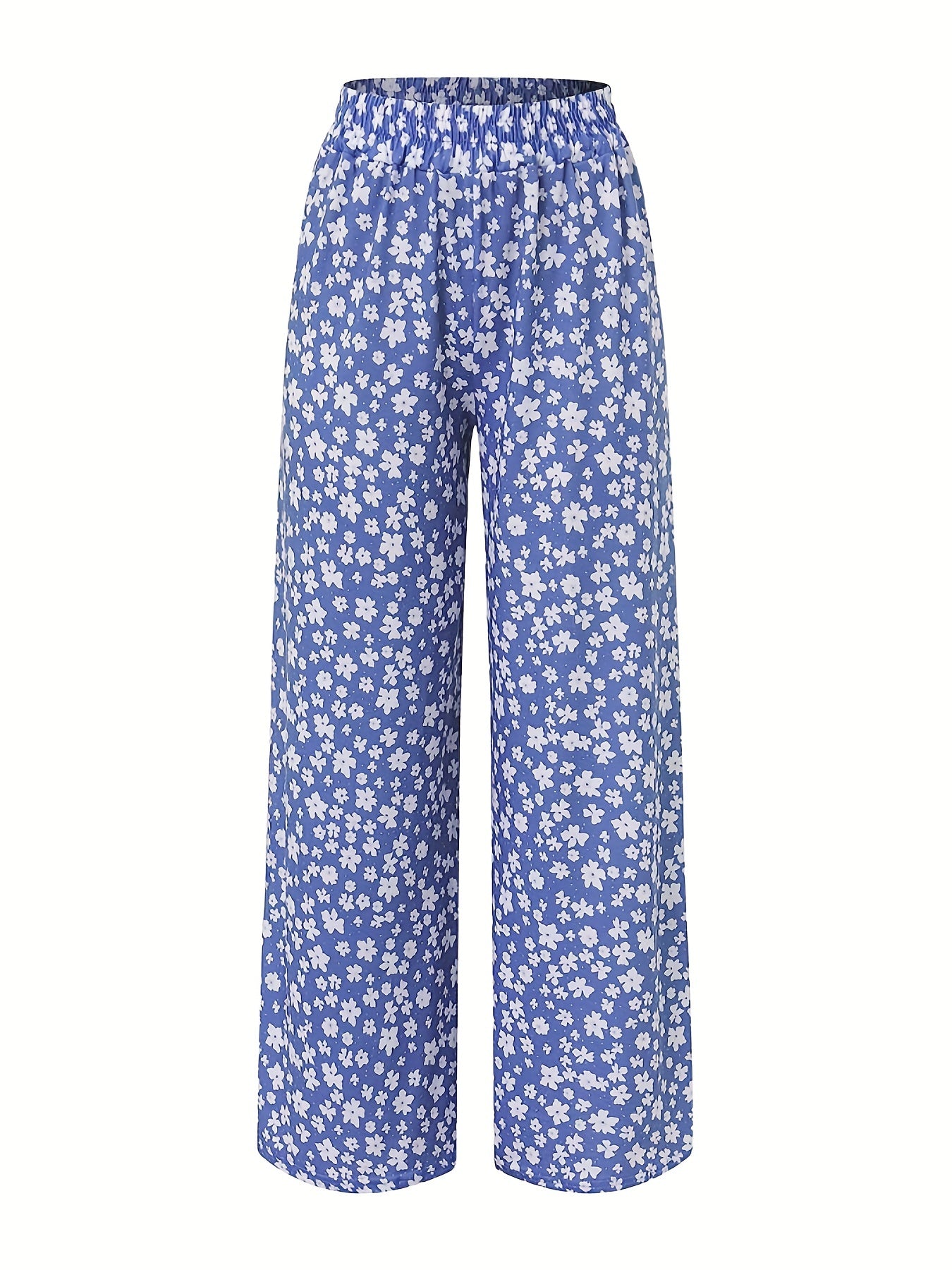 Plus Ditsy Print High Rise Wide Leg Pants