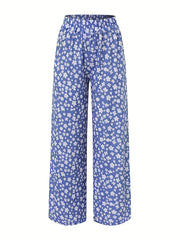 Plus Ditsy Print High Rise Wide Leg Pants