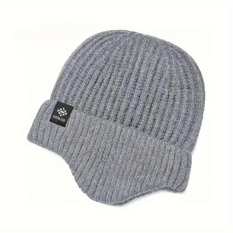 Men's Plush Wool Knitted Hat Winter Thick Warm Cap