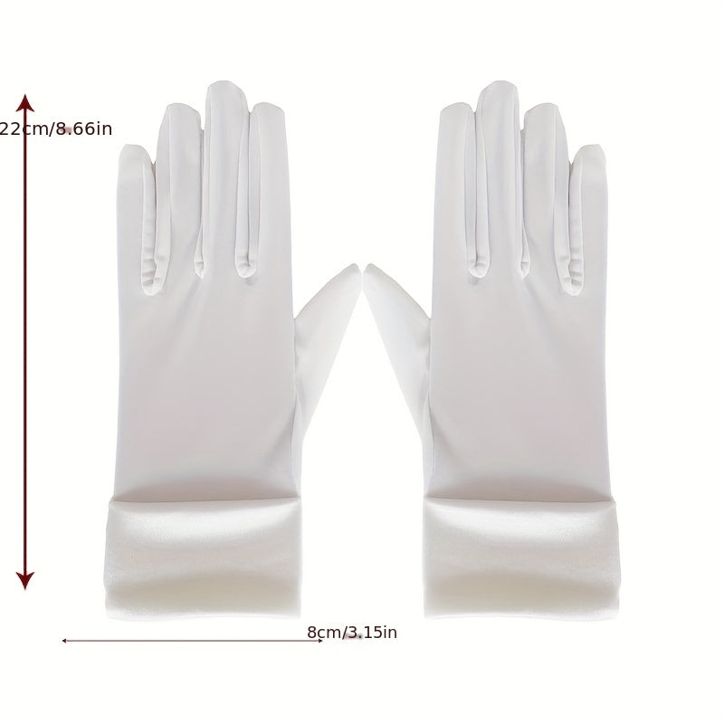 Short Satin Gloves Thin Breathable Solid Decoration Gloves