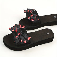 Women's Bowknot Slides Flatform Beach Shoes