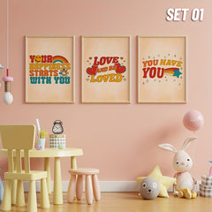 3pcs Boho Style Quotes Posters for Kids Room Decor, A4 A3