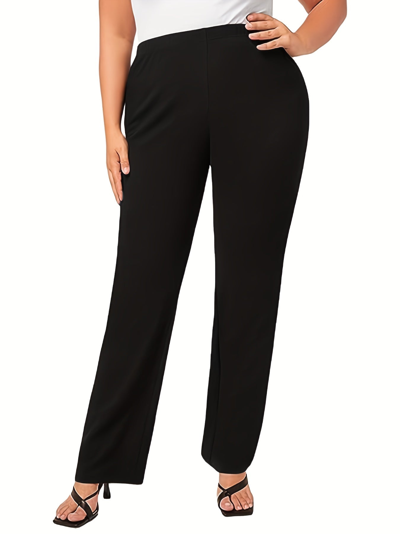  Solid High Rise Workwear Trousers