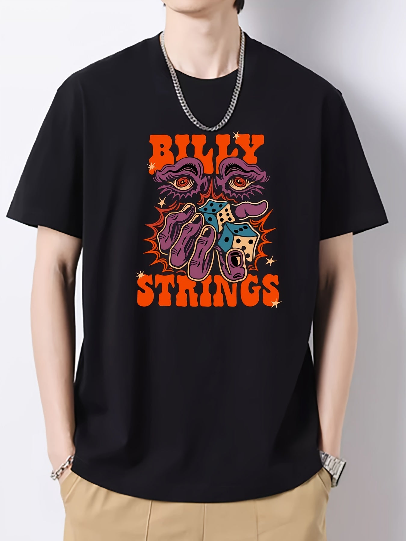 Men's Printed Slim Fit Short Sleeve T-shirt for Spring Summer
