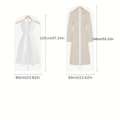 5 PCS Pack Hanging Garment Bags Suit Bag Dress Bag Dust Cover Clear Storage Bags
