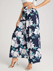  Floral Print High Rise Wide Leg Trousers