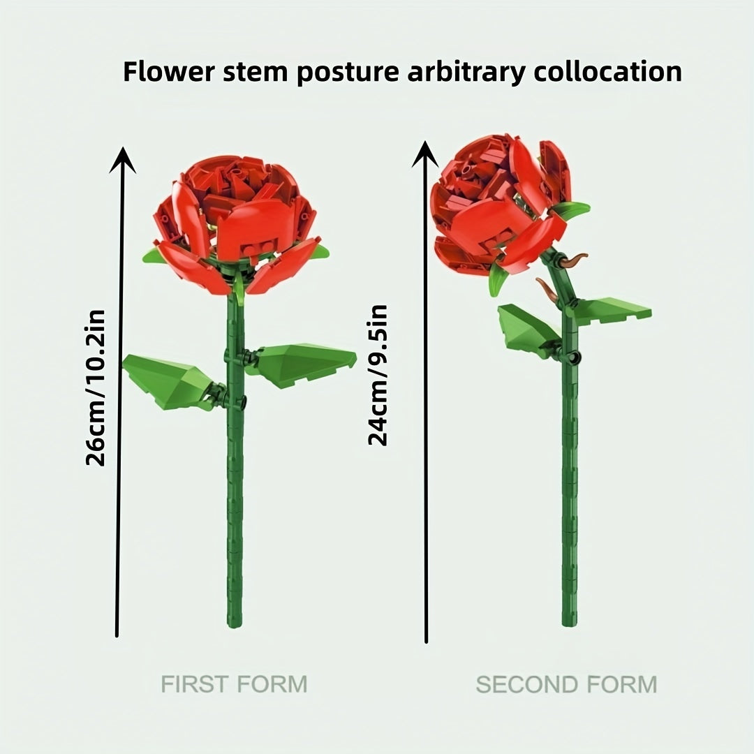 Building Blocks Rose Flower Potted DIY Toy For Children Gift