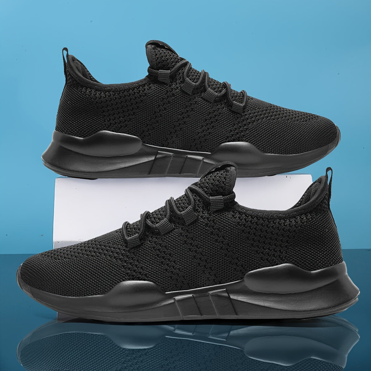 Men's Lace Up Knit Sneakers Breathable Running Shoes