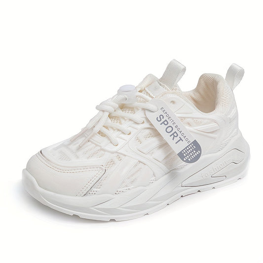 Boy's Knit Breathable Chunky Shoes Casual Lace Up Comfy Soft Sole Sneakers