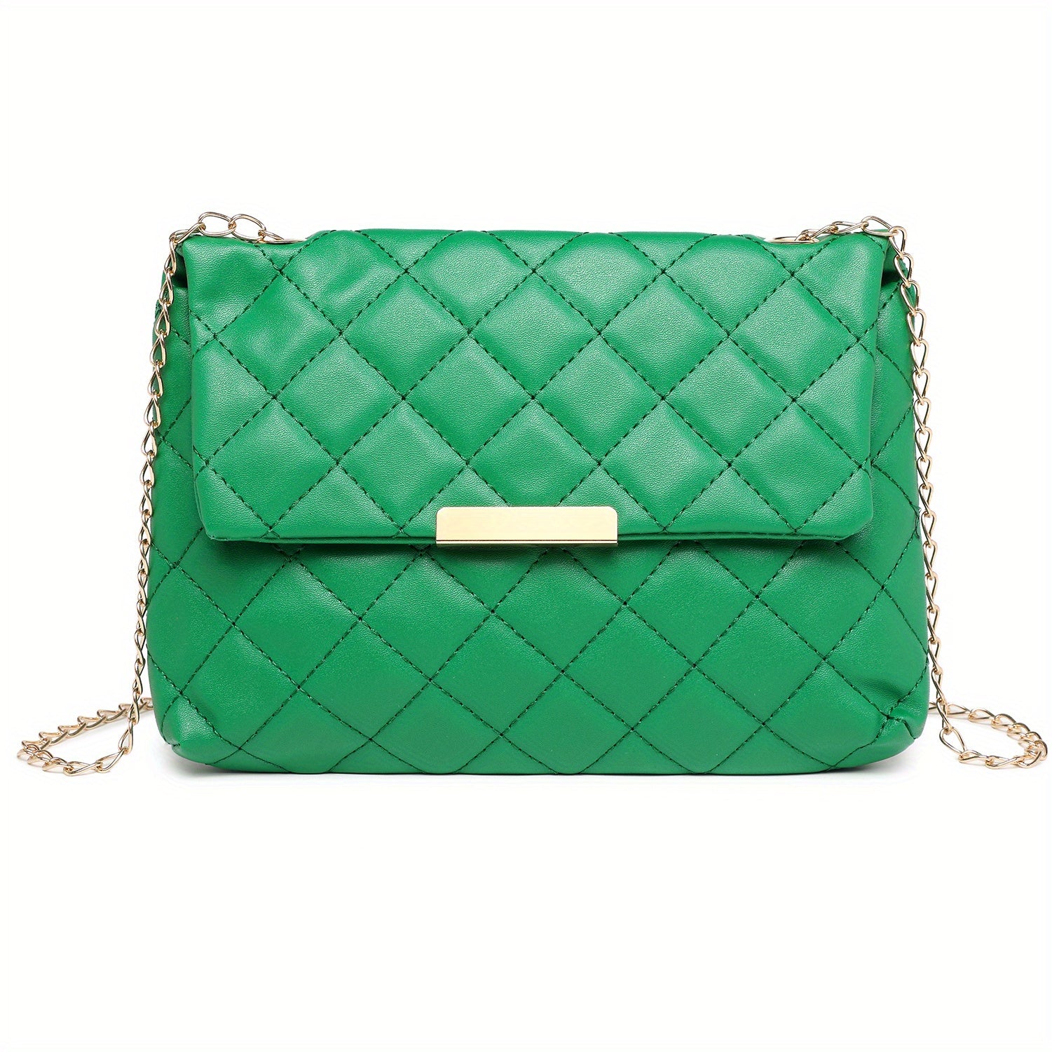 Argyle Quilted Shoulder Bag Chain Crossbody Bag Small Flap Square Purse